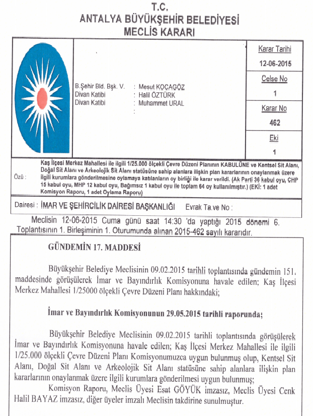 Büyükşehir belediyesinin meclis kararı